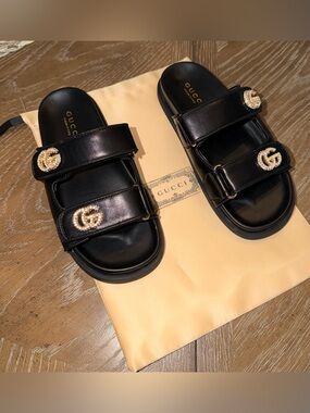 Black velcro straps sandals jeweled design NEW make offers!